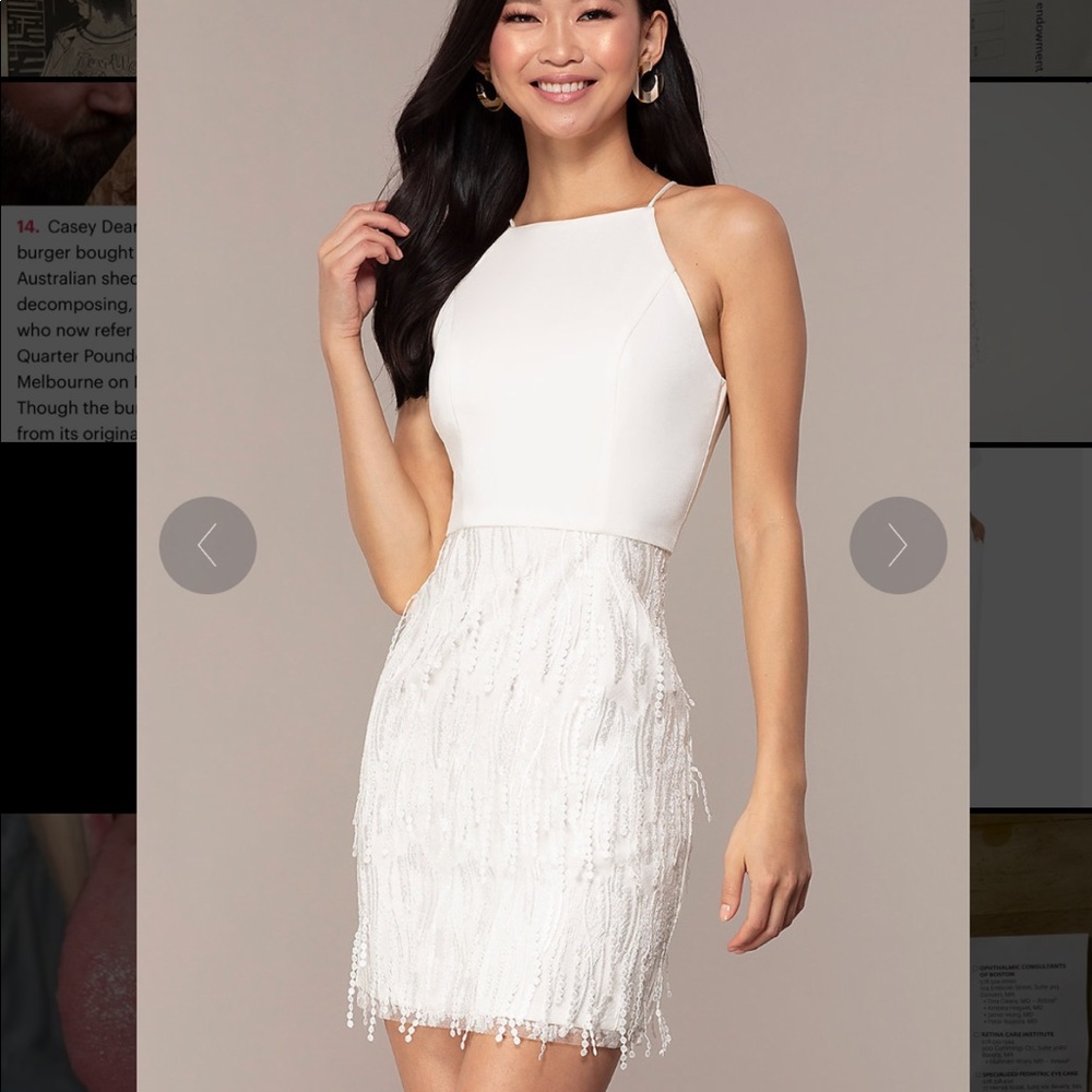 White fitted halter dress